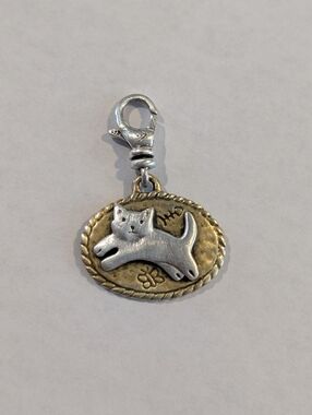 Vintage Silpada Sterling & Brass "Smitten Kitten" Cat Charm (C2543) - Retired
